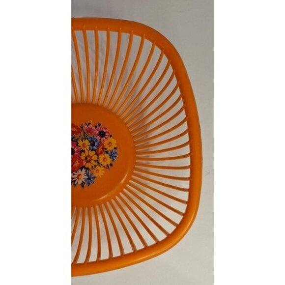 Retro Orange Bread Roll Plastic Basket Floral Per Alimenti Made In Italy Vtg - Picture 4 of 8
